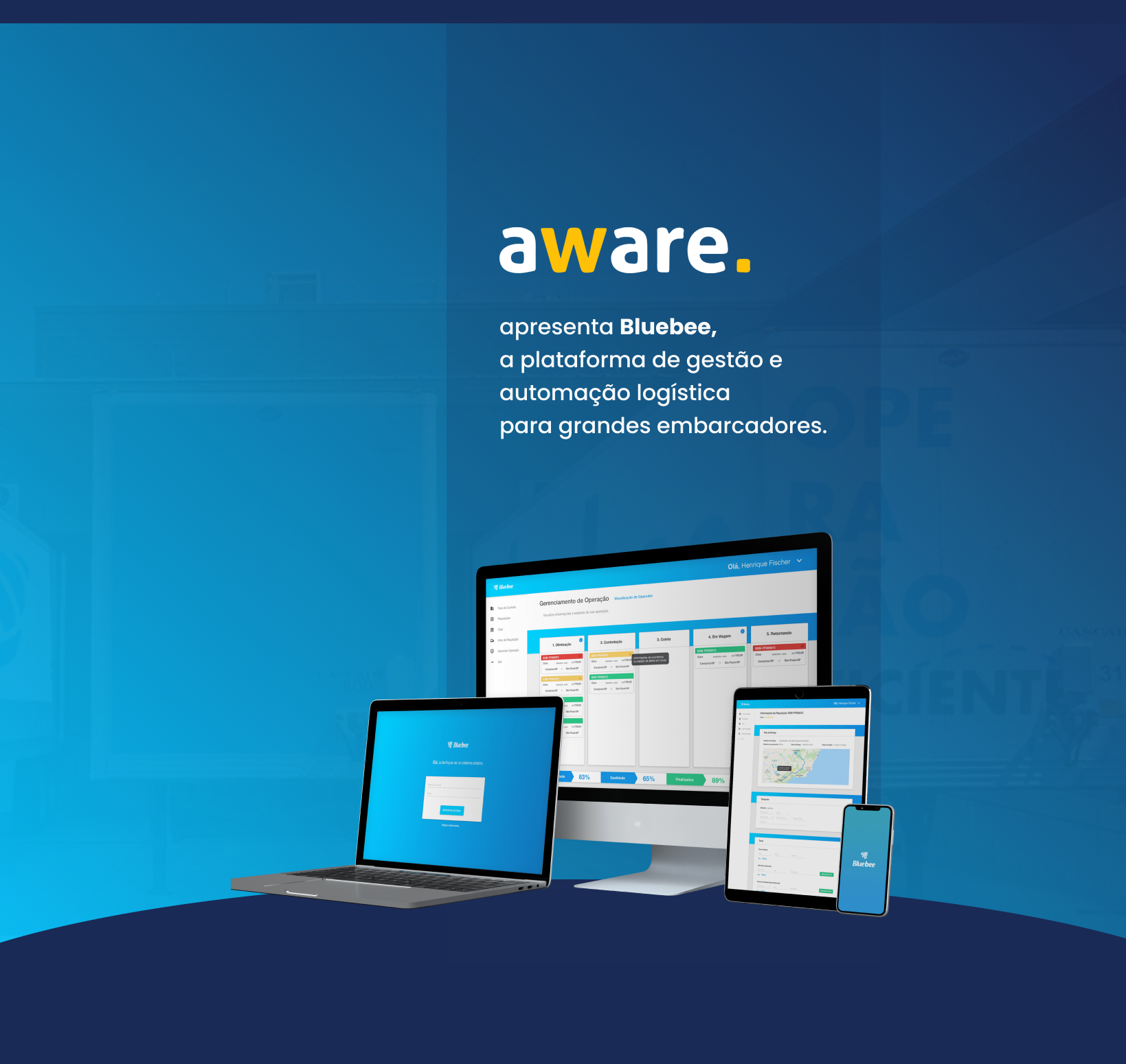 awarelog · Bluebee — multi-channel brand and product system.